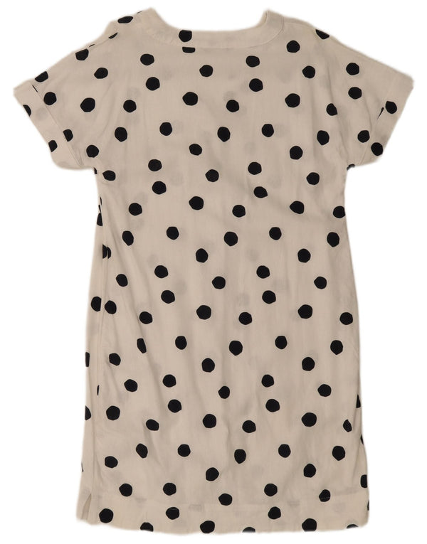 Marks & Spencer Womens A-Line Dress UK 14 Medium White Polka Dot Flax