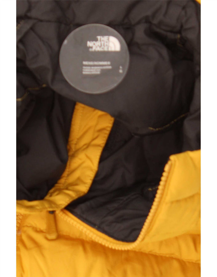 The North Face Mens Hooded Padded Jacket UK 40 Large Yellow Polyester
