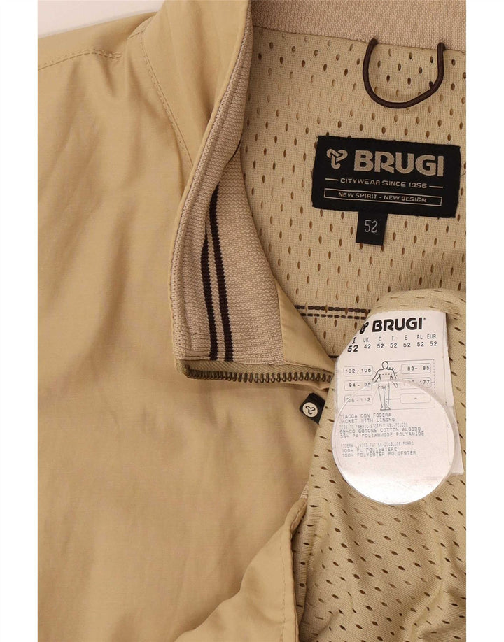 Brugi Mens Bomber Jacket UK 42 XL Beige Cotton