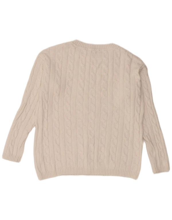 Crew Clothing Womens Boat Neck Jumper Sweater UK 12 Medium White Cotton