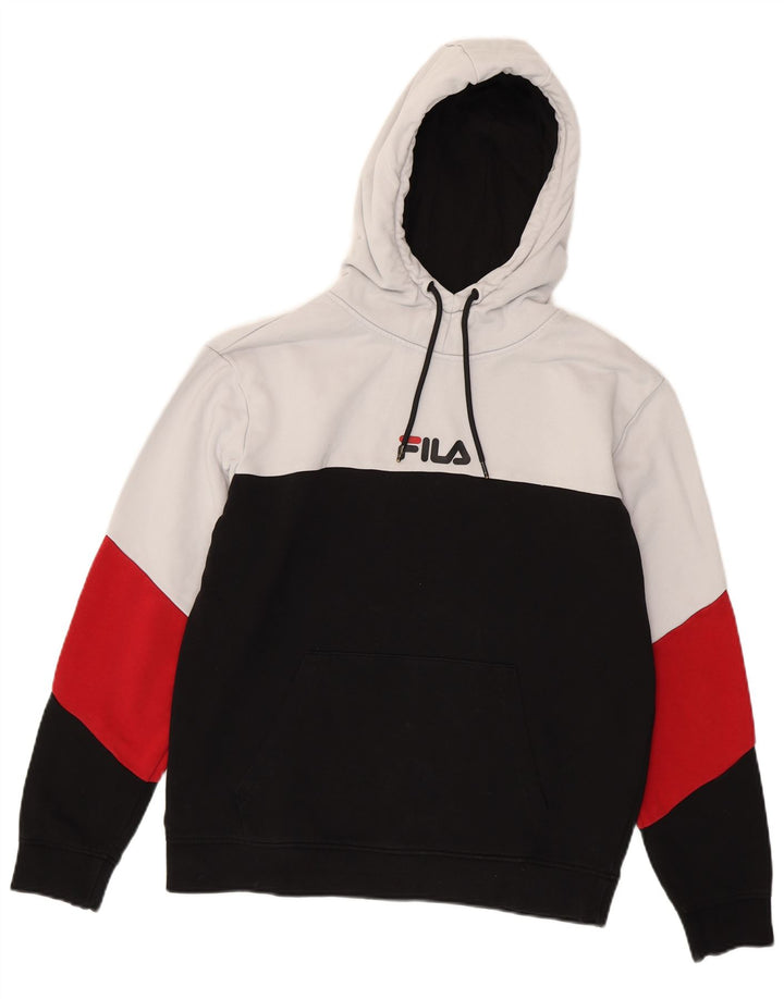 Fila Mens Hoodie Jumper Medium Black Colourblock Cotton