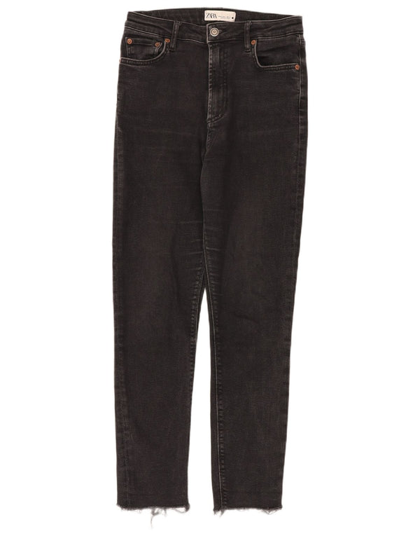 Zara Dame Højtalje Skinny Jeans EU 38 Small W28 L27 Sort Bomuld