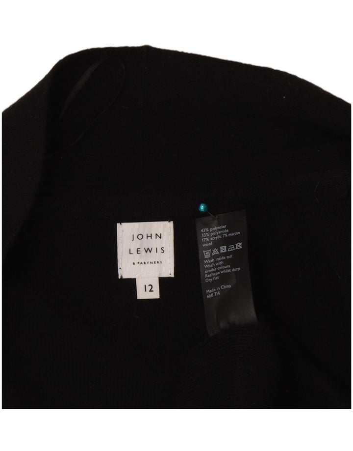 John Lewis Womens Longline Open Cardigan Sweater UK 12 Medium Black