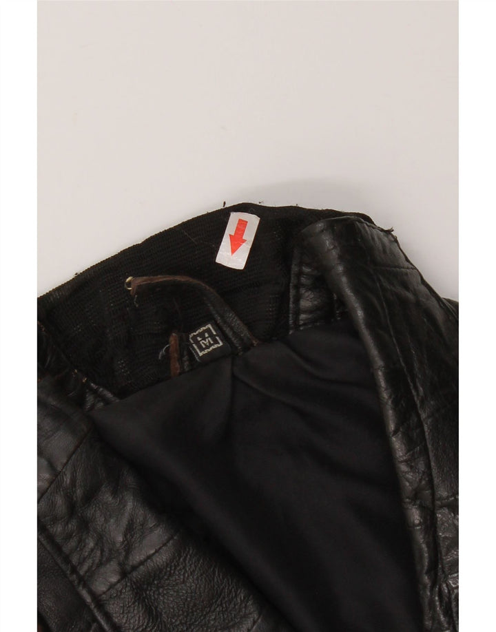 Vintage kvinde bomber læderjakke UK 12 Medium sort læder