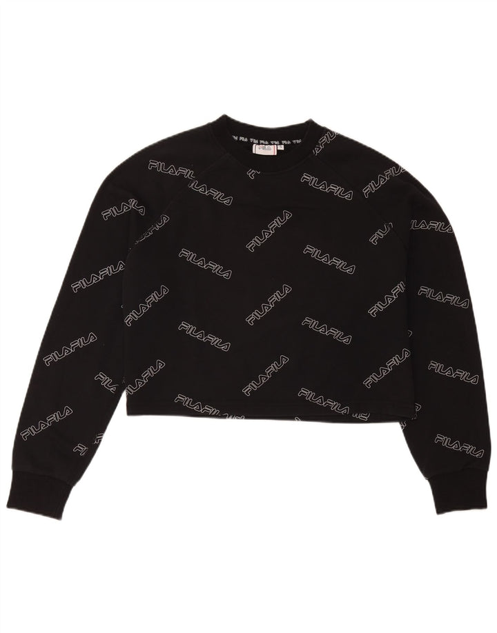 Fila Sweat-shirt court surdimensionné pour femme UK 10 Petit Noir