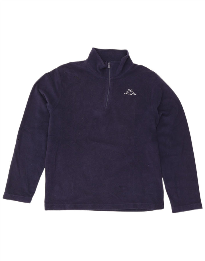 Kappa Herren-Fleecepullover mit Reißverschluss am Hals, groß, marineblaues Polyester