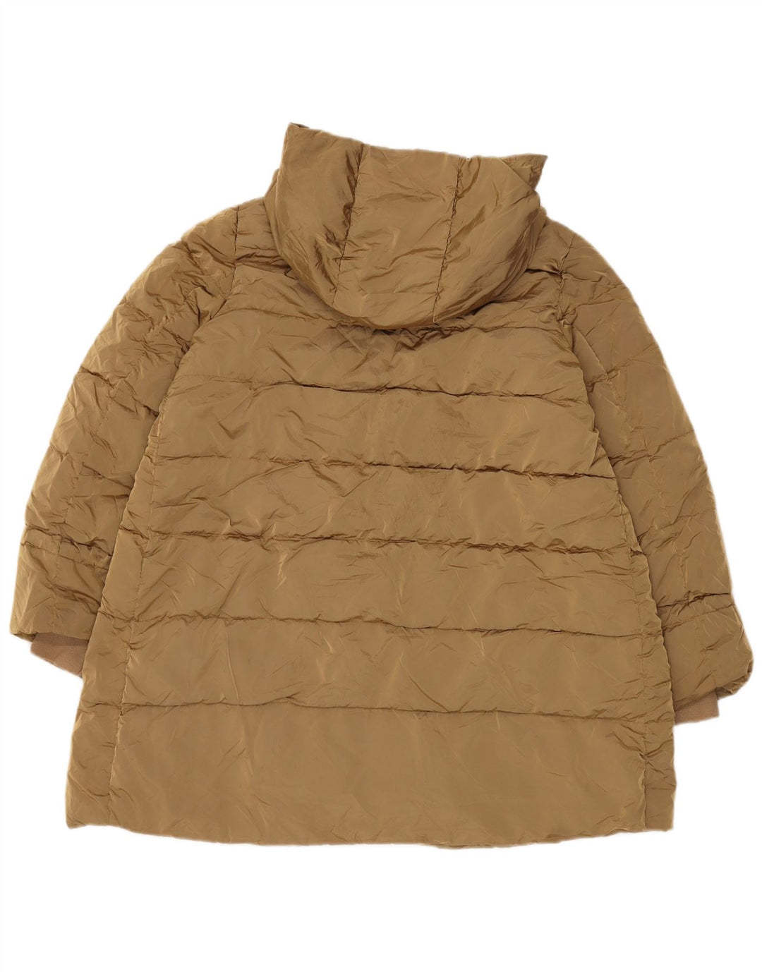 Zara Womens Hooded Oversized Padded Jacket UK 14 Medium Khaki Polyamide