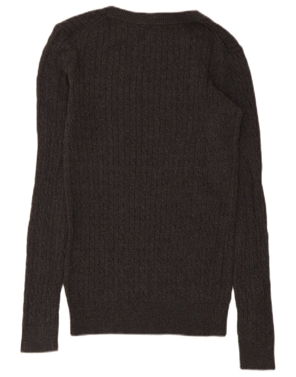 Tommy Hilfiger Damen-Pullover mit U-Boot-Ausschnitt, UK 2 2XS, graue Baumwolle