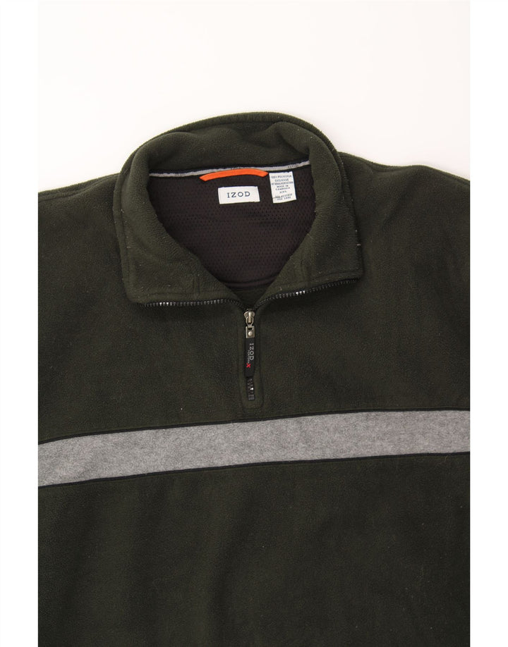 IZOD Mens Zip Neck Fleece Jumper 2XL Green Colourblock Polyester Vintage Izod and Second-Hand Izod from Messina Hembry 