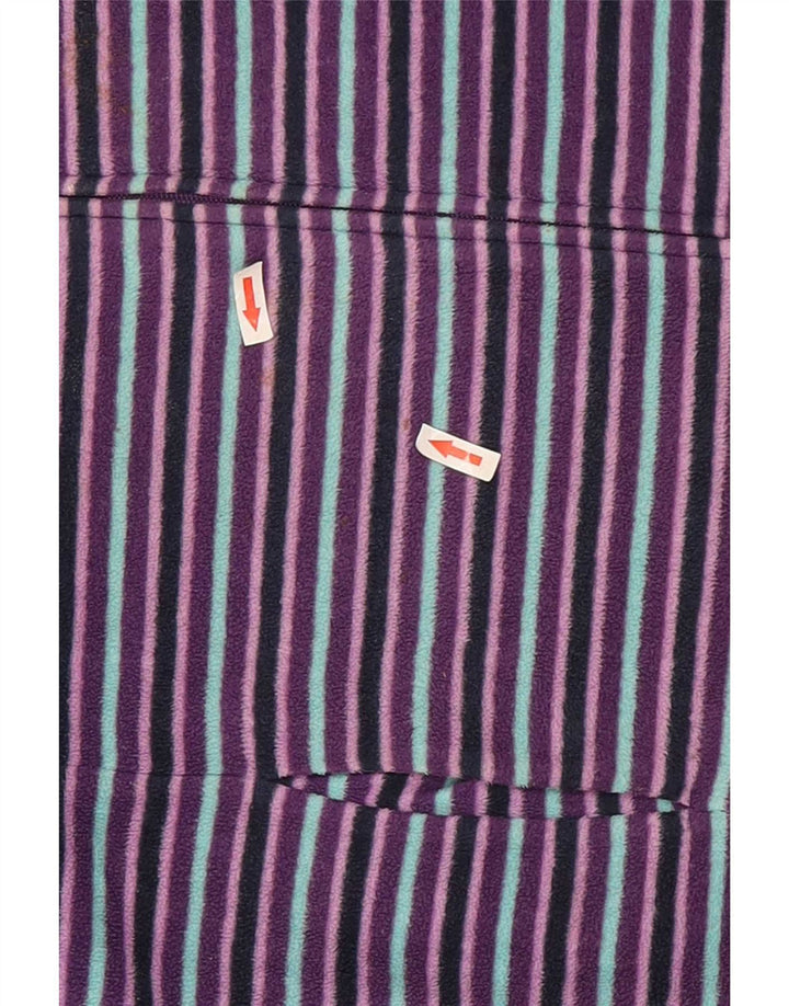 Marks & Spencer Womens Fleece Jacket UK 22 2XL Purple Striped Polyester
