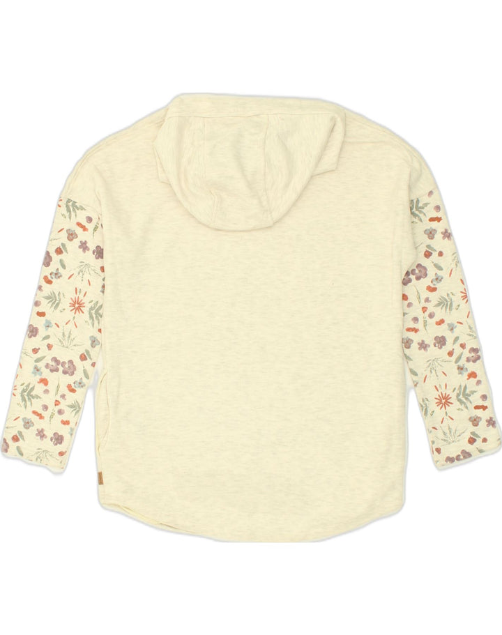 BURTON Womens Oversized Hoodie Jumper UK 10 Small Beige Floral Cotton | Vintage Burton | Thrift | Second-Hand Burton | Used Clothing | Messina Hembry 