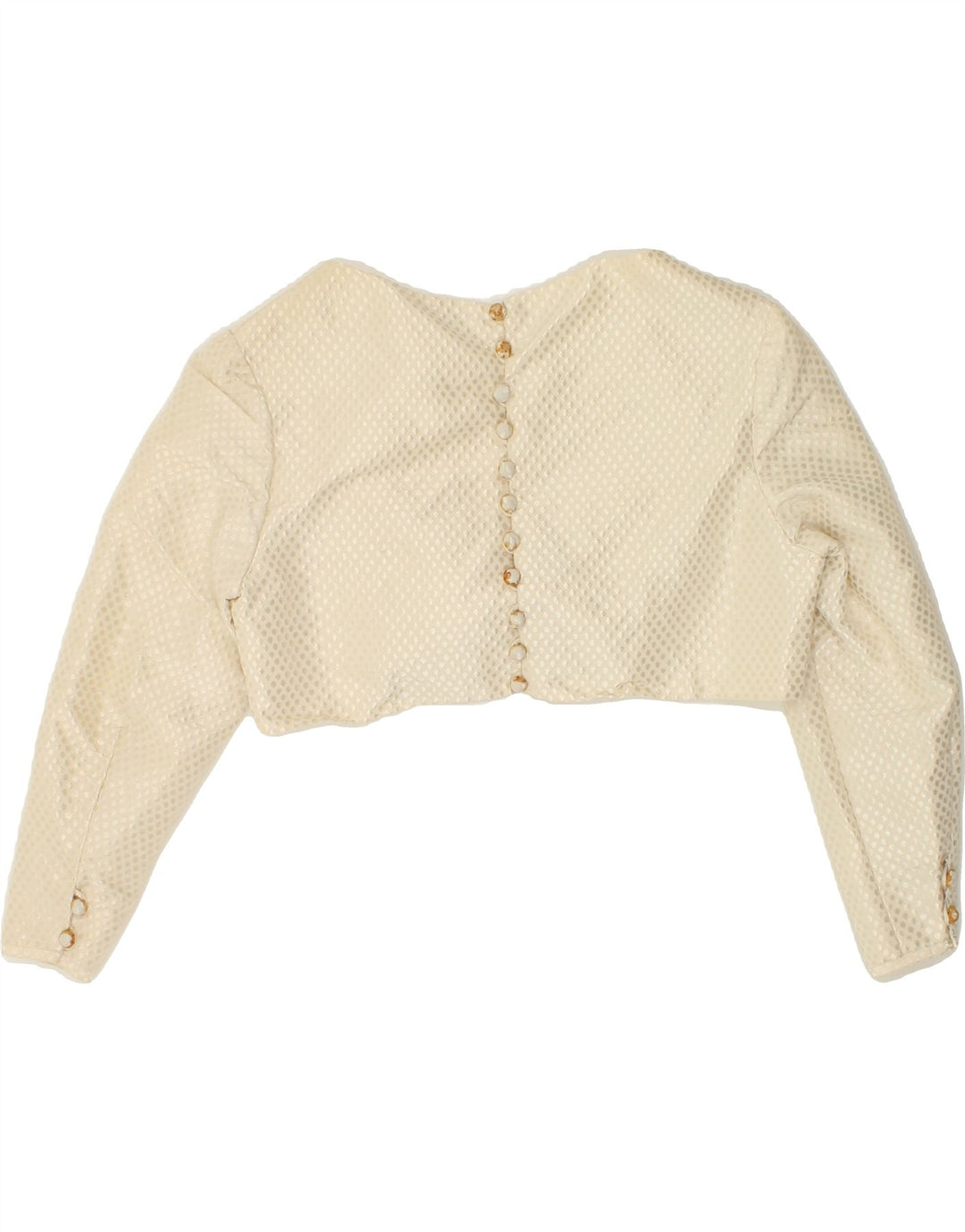 VINTAGE Womens 3/4 Sleeve Crop Blouse Top UK 12 Medium Off White Vintage Vintage and Second-Hand Vintage from Messina Hembry 