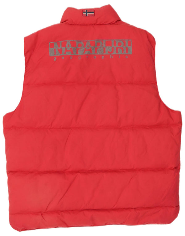 Napapijri Herren Geographic Graphic Wattierte Weste UK 44 2XL Rotes Nylon