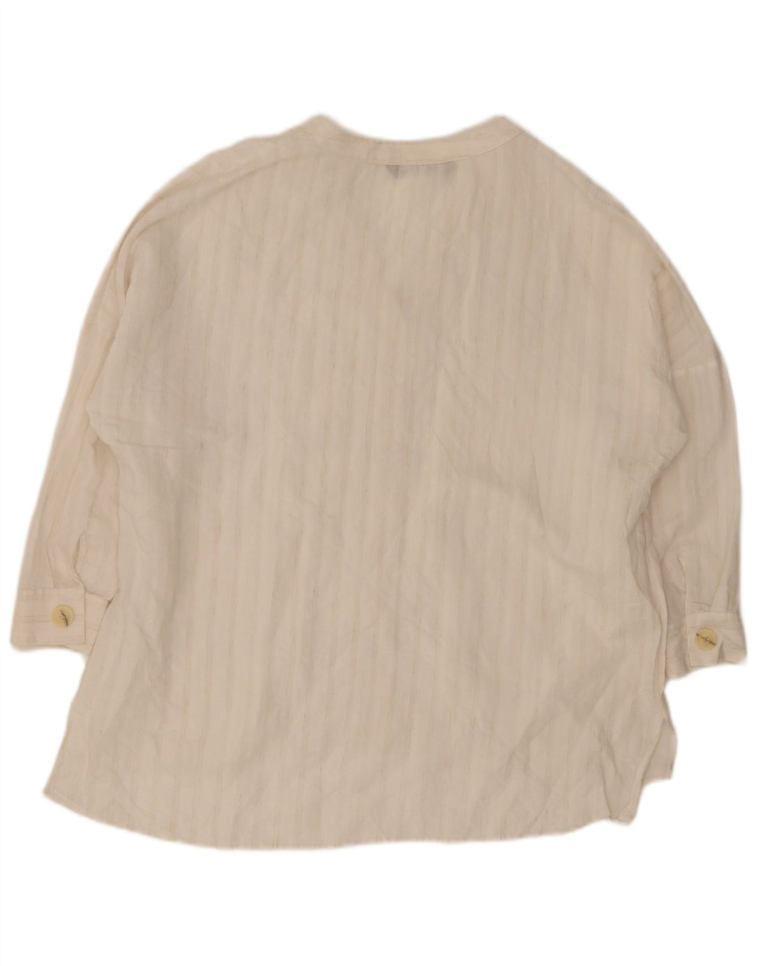 Zara Womens 3/4 Sleeve Oversized Blouse Top UK 16 Large White Striped