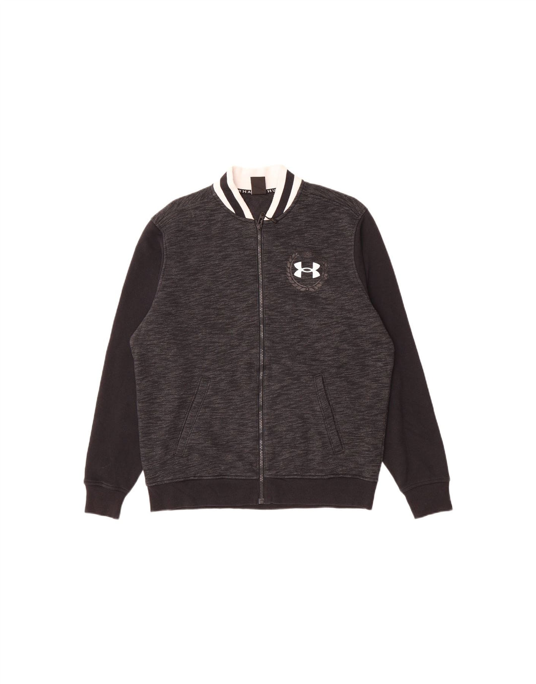 UNDER ARMOUR Mens Graphic Tracksuit Top Jacket Medium Grey Colourblock Vintage Under Armour and Second-Hand Under Armour from Messina Hembry 
