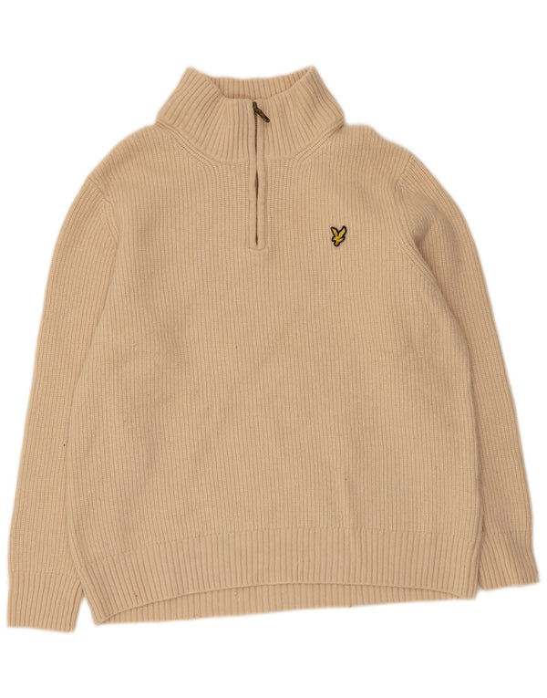 Lyle & Scott férfi cipzáras nyakú pulóver XL bézs