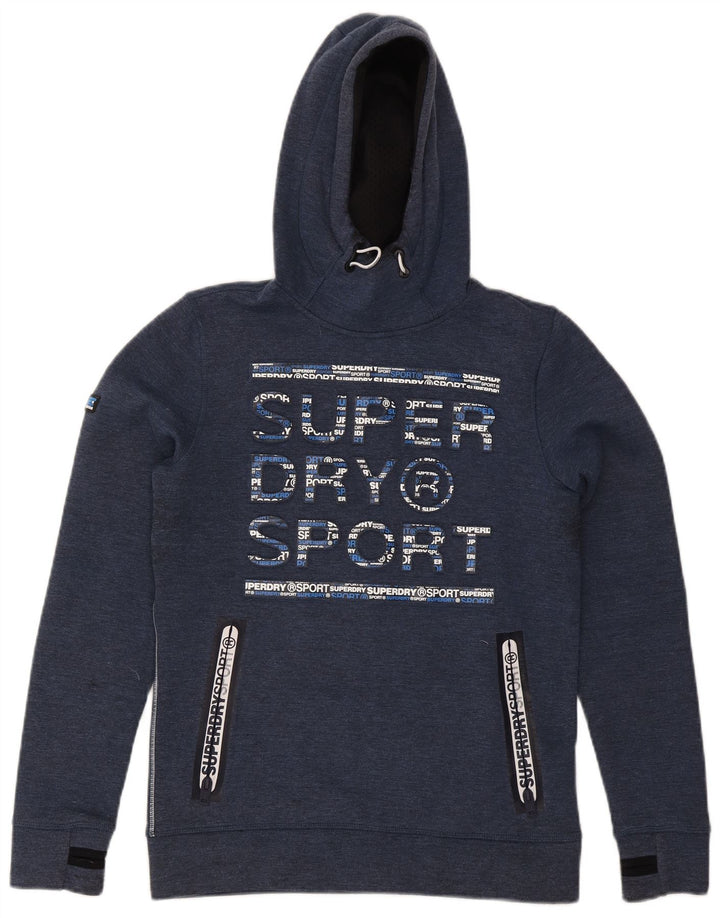 Superdry Mens Graphic Hoodie Jumper Small Navy Blue Polyester