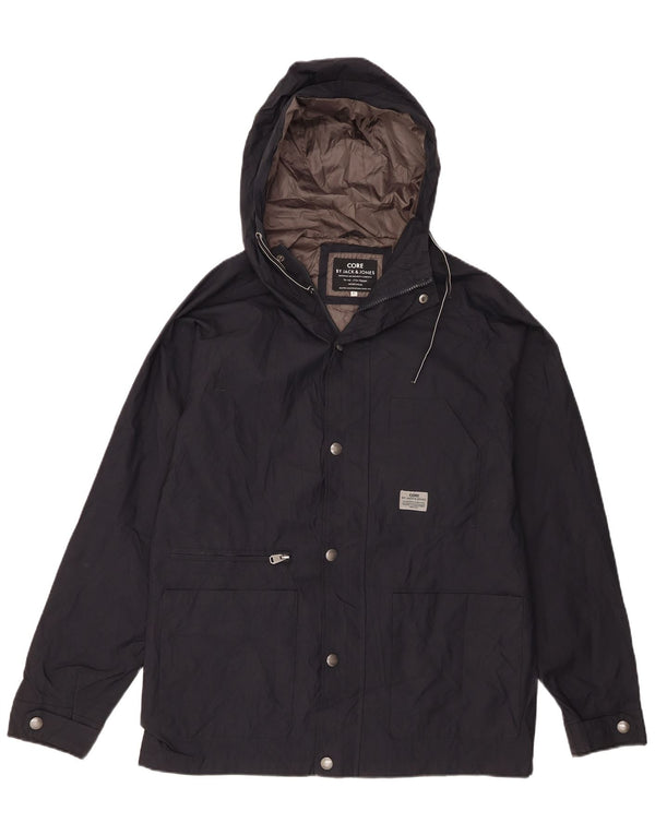 Jack & Jones Regnjakke med hætte til mænd UK 40 Stor marineblå nylon