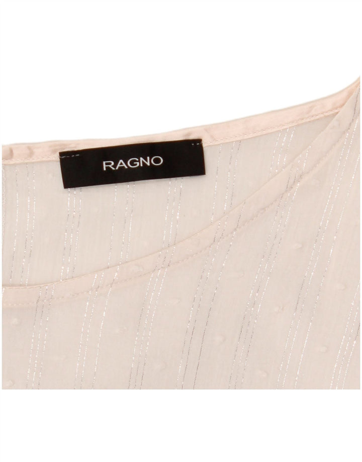 RAGNO Womens 3/4 Sleeve Crop Blouse Top UK 12 Medium White Striped