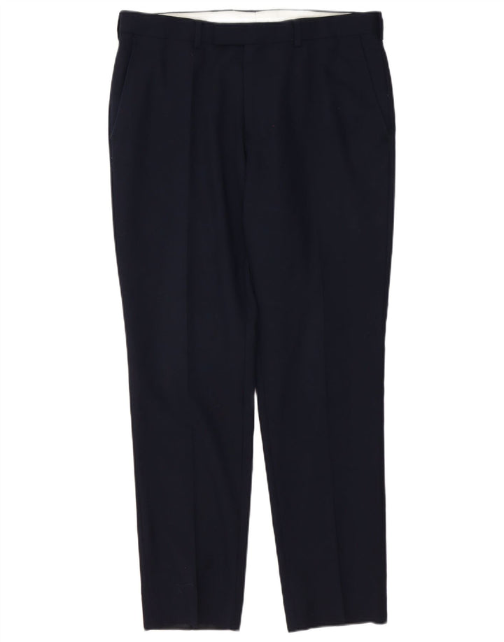 Marks & Spencer Mens Slim Fit Suit Trousers W32 L29 Navy Blue Wool