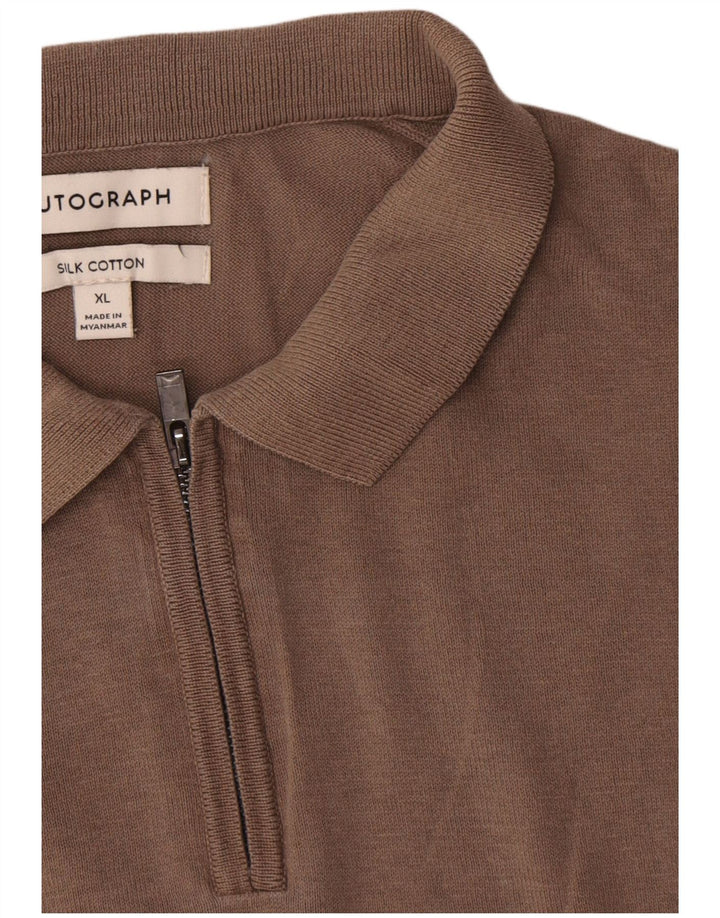 Polo da uomo Marks & Spencer Autograph XL in seta grigia