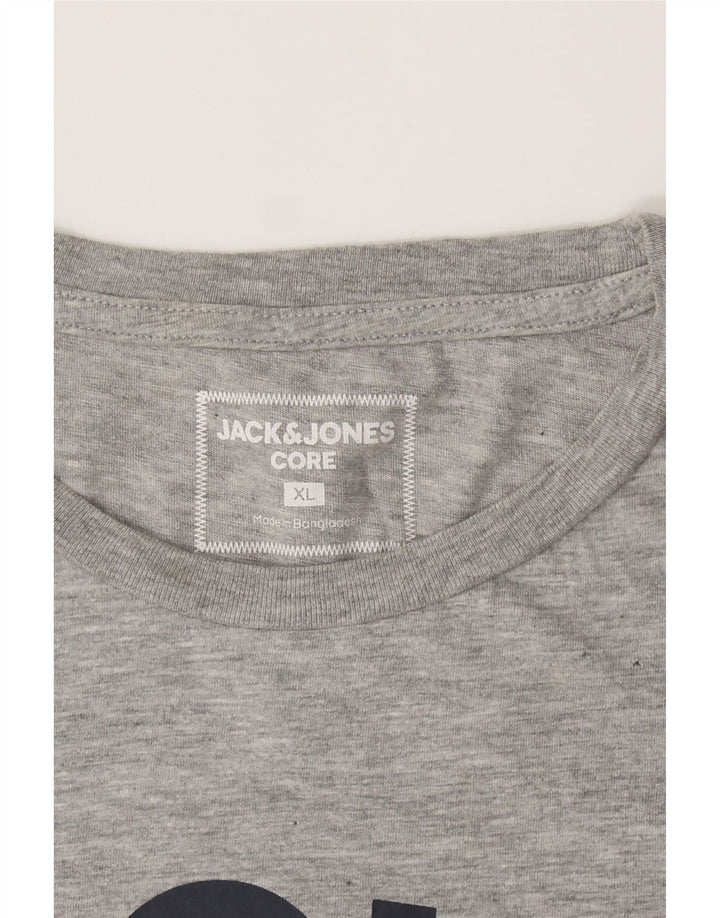JACK & JONES Mens Graphic T-Shirt Top XL Grey Vintage Jack & Jones and Second-Hand Jack & Jones from Messina Hembry 