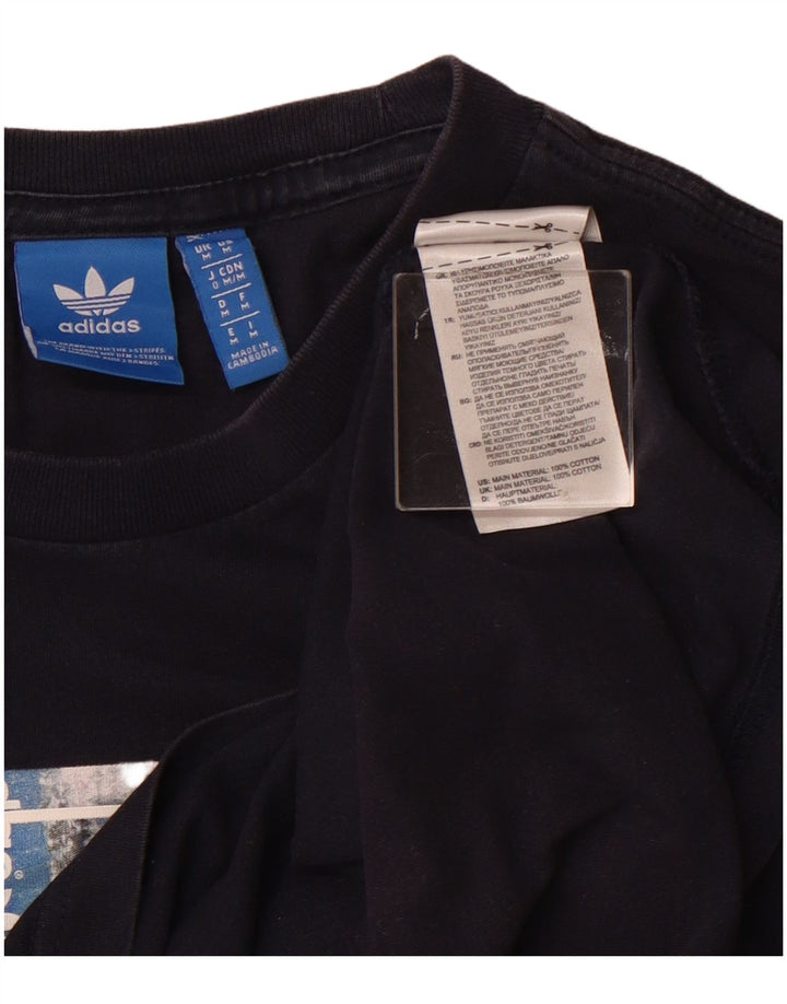 T-shirt grafica da uomo Adidas Top in cotone blu navy medio