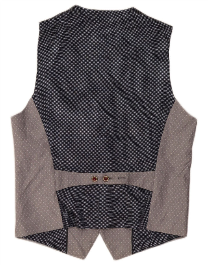 Gilet da uomo Ted Baker taglia 3 in cotone maculato grigio medio