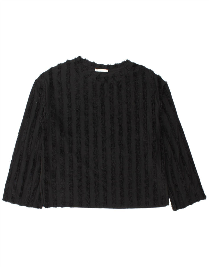 Zara Womens Long Sleeve Blouse Top UK 14 Medium Black Polyester