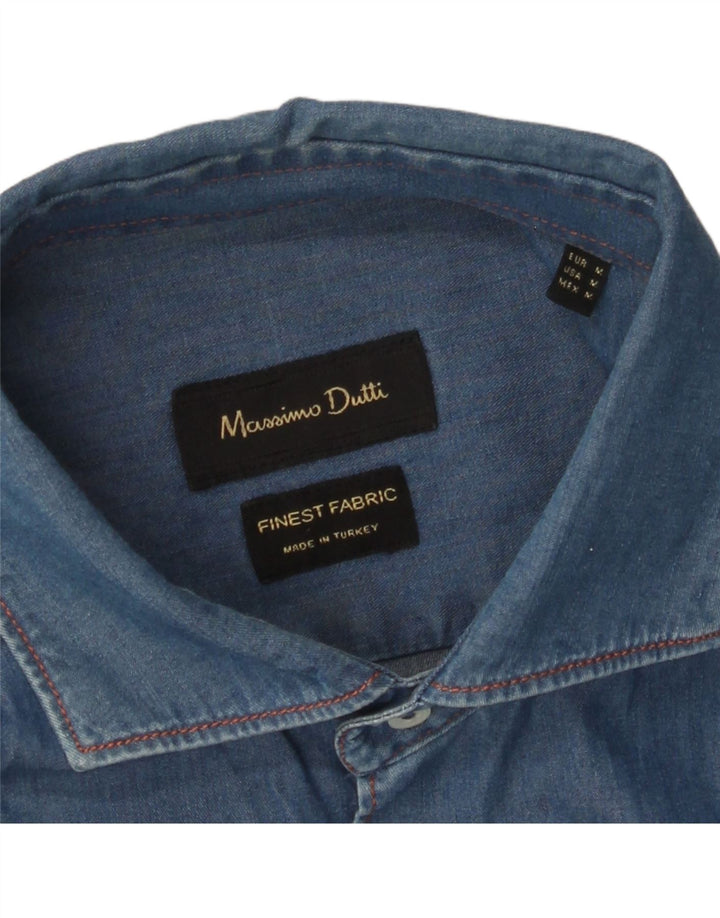 Мужская джинсовая рубашка MASSIMO DUTTI темно-синяя