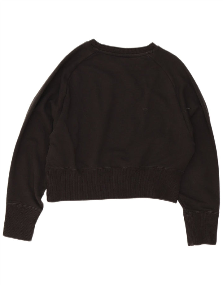 Puma Womens Graphic Crop Sweatshirt Jumper UK 14 Medium Black Cotton