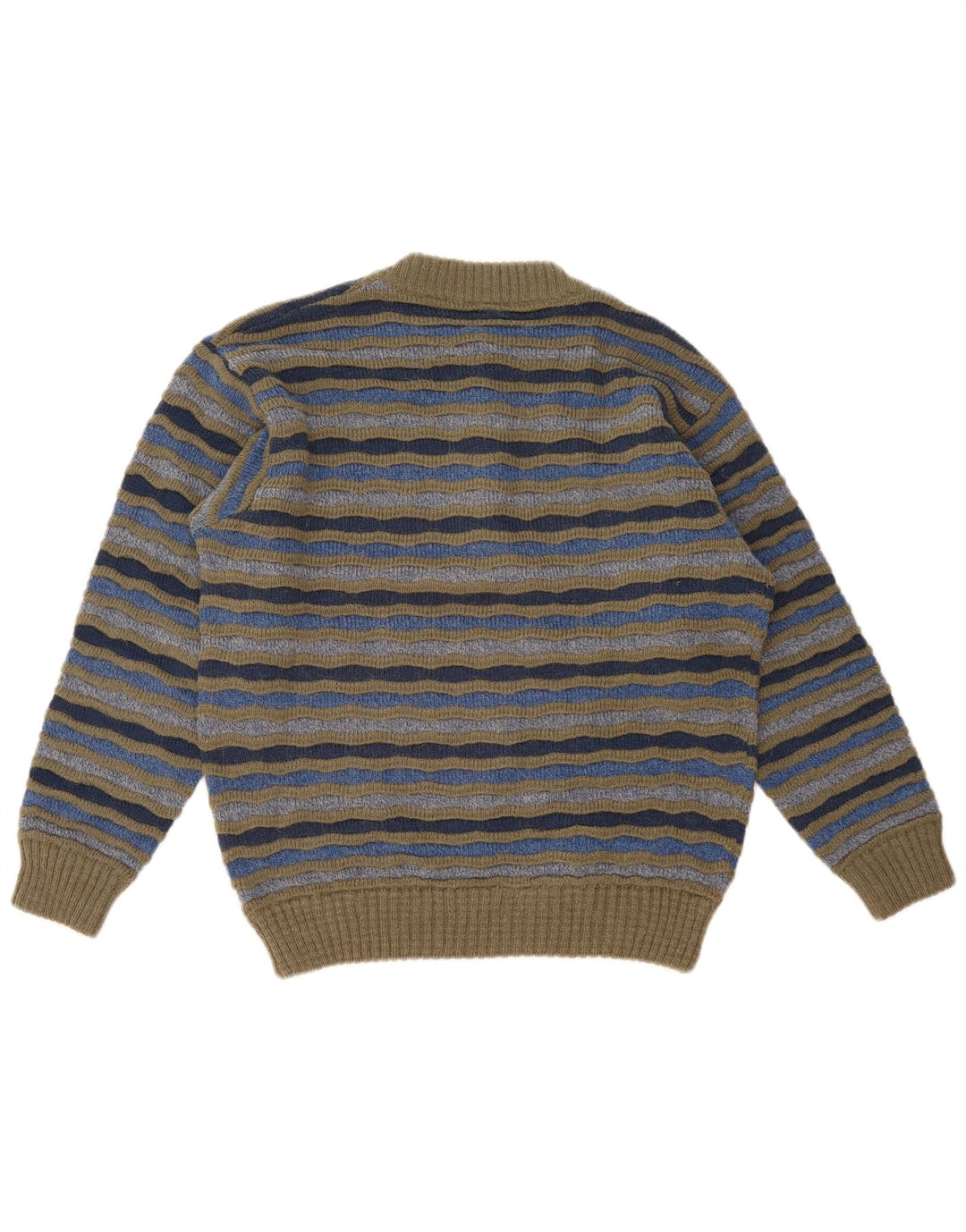 Vintage Mens Button Neck Jumper Sweater IT 48 Medium Multicoloured Striped
