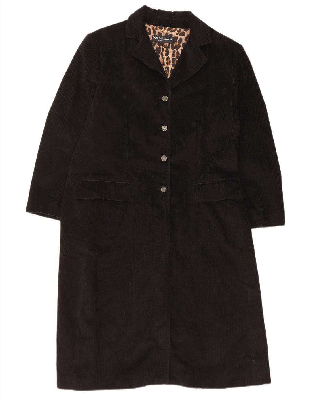 Dolce & Gabbana Womens Corduroy Coat IT 44 Medium Black Cotton Classic