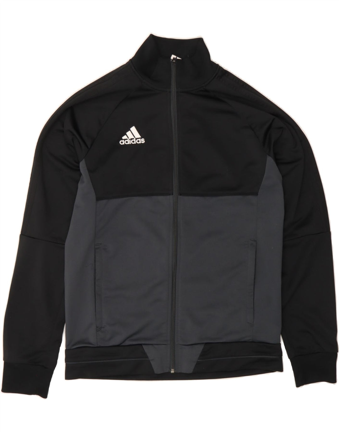 ADIDAS Mens Tracksuit Top Jacket Medium Black Colourblock Polyester