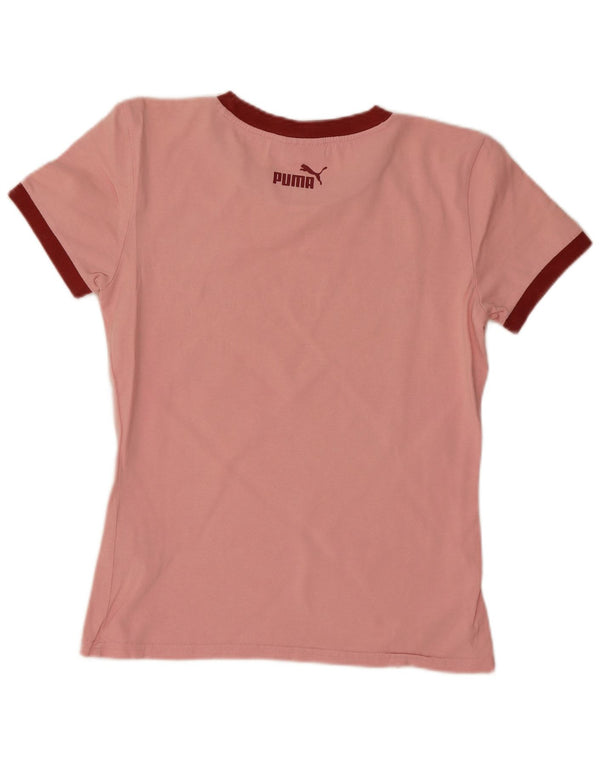 Puma Damen Grafik T-Shirt Top UK 10 Small Rosa Baumwolle