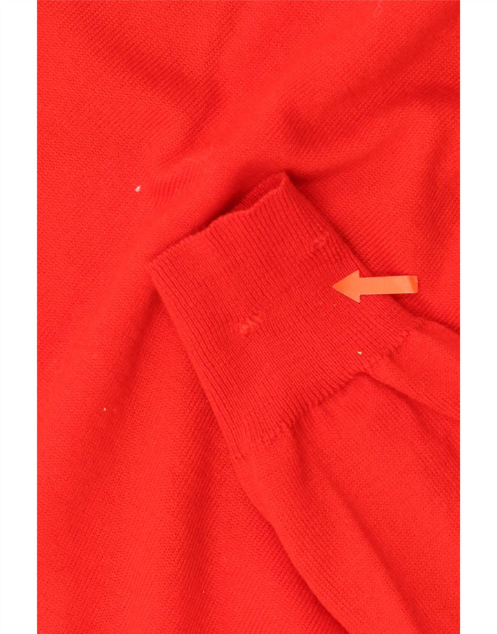VINTAGE Mens V-Neck Jumper Sweater Medium Red Argyle/Diamond