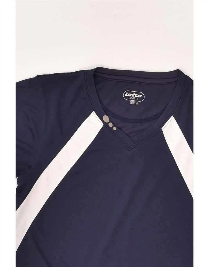 LOTTO Girls T-Shirt Top 9-10 Years Navy Blue Colourblock Polyester | Vintage Lotto | Thrift | Second-Hand Lotto | Used Clothing | Messina Hembry 