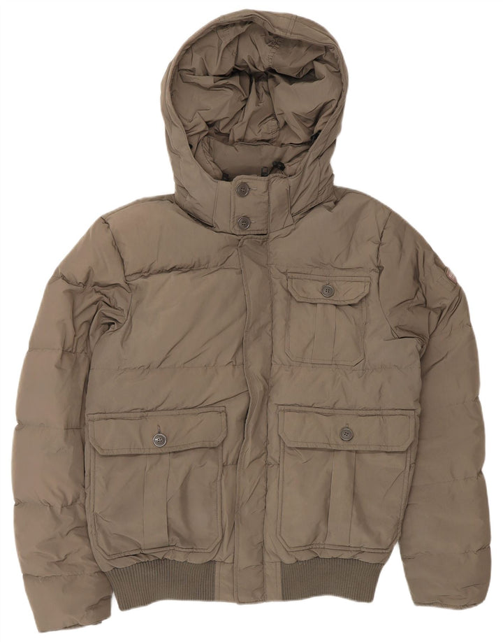 Woolrich Mens Hooded Padded Jacket UK 36 Small Khaki