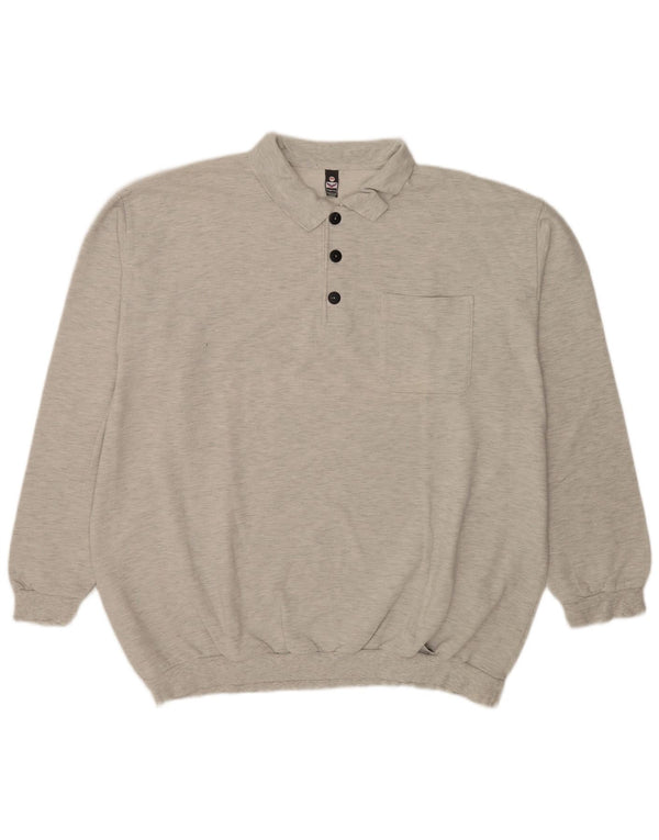 Trigema Herre Polo-hals Sweatshirt Jumper 3XL Grå Flecked Bomuld