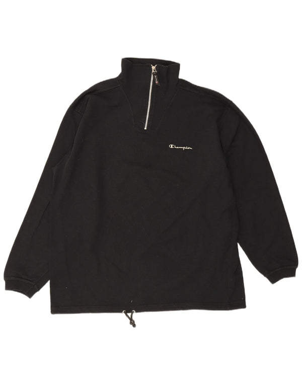 Felpa Champion da uomo con zip e collo, maglione XL, cotone nero