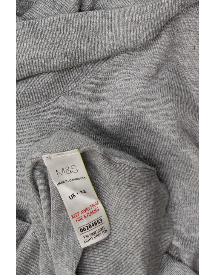 Marks & Spencer Womens Roll Neck Jumper Sweater UK 12 Medium Grey Viscose