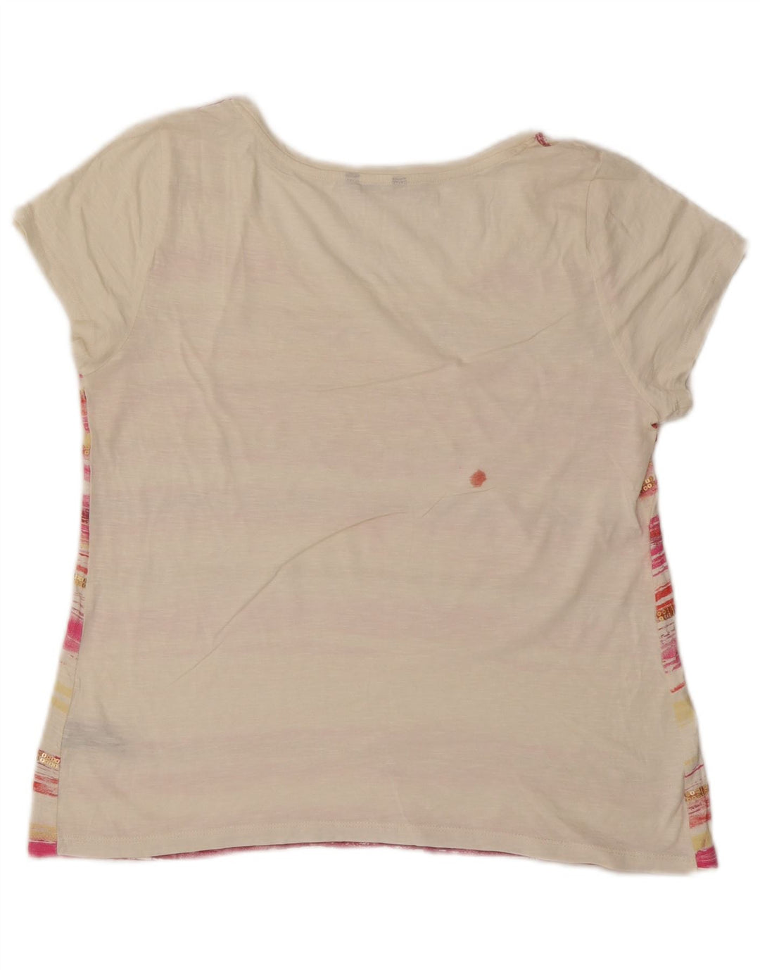 M&Co Dame T-Shirt Top UK 14 Medium Hvid Stribet Bomuld