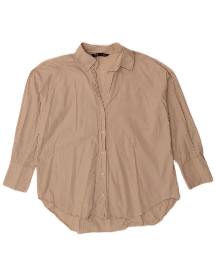 Zara Womens Oversized Shirt UK 10 Small Beige