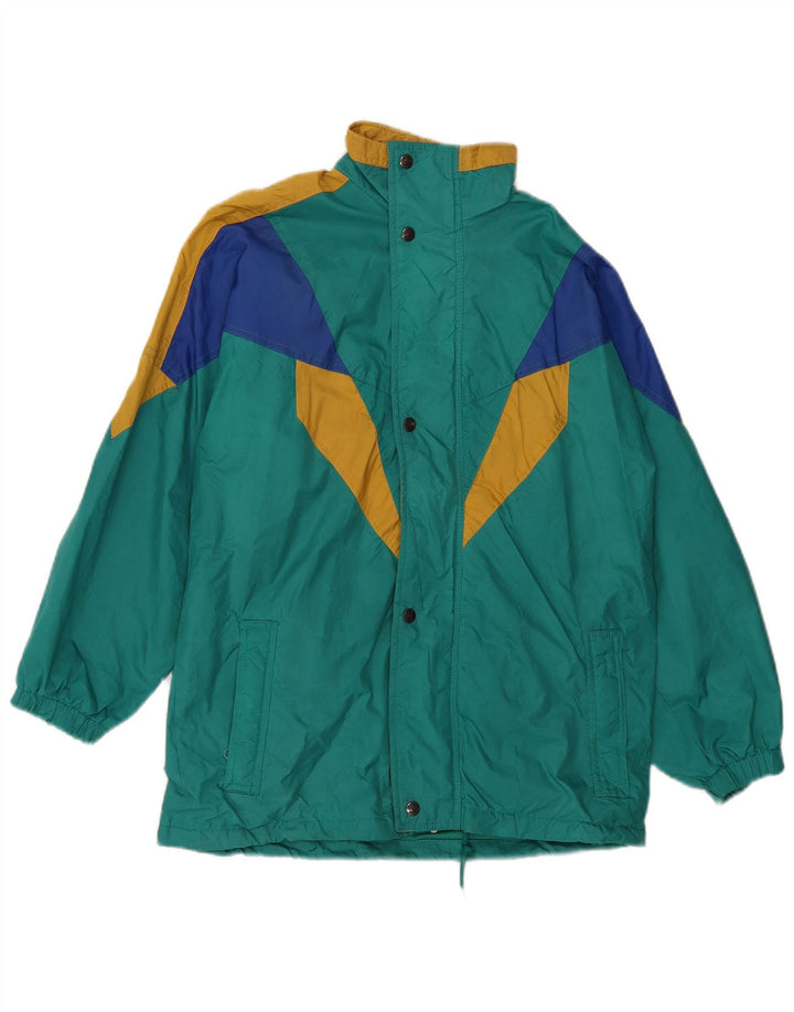 VINTAGE Herren-Windbreaker-Jacke, UK 40, großes blaues Colourblock-Polyamid