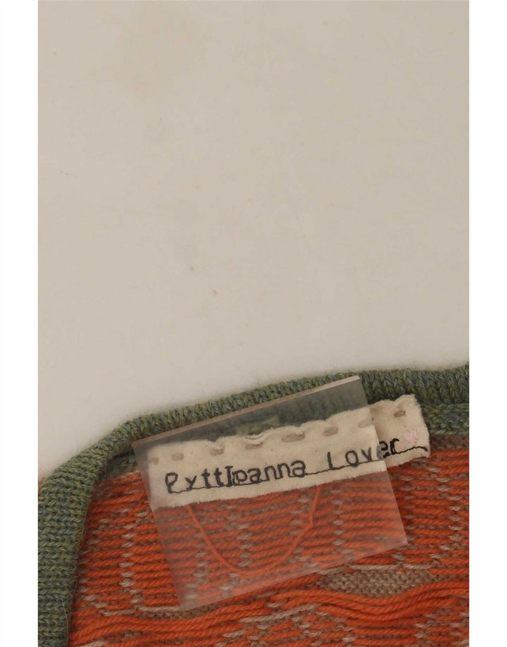 Vintage γυναικείο Longline πουλόβερ ζακέτα με αφηρημένο σχέδιο UK 12 Medium Grey
