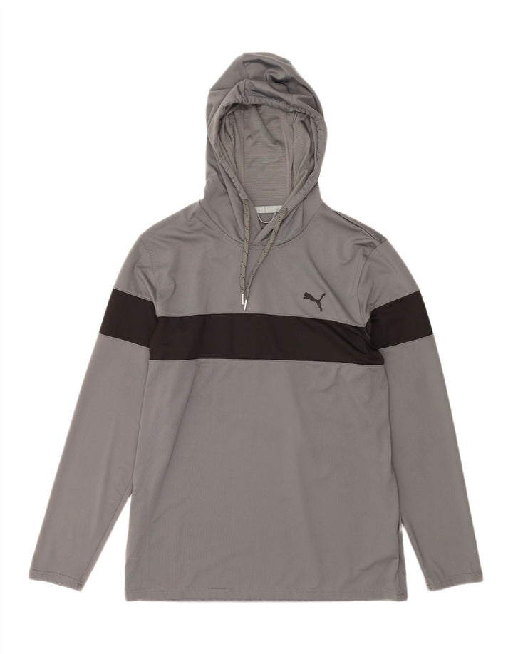 PUMA Herre hættetop Langærmet mellemgrå Colourblock Polyester