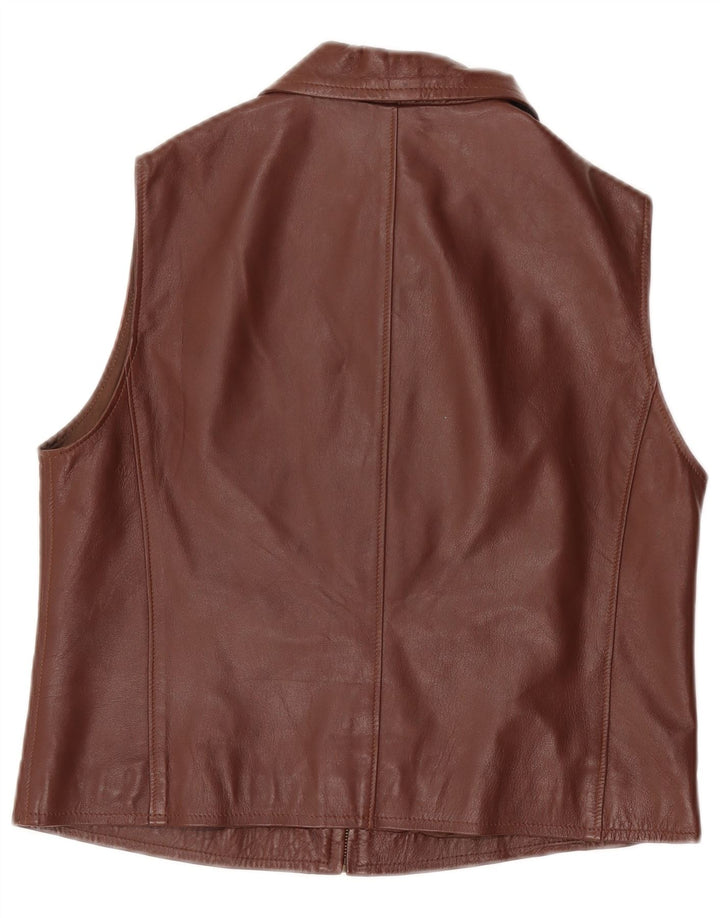 Class Womens Leather Gilet UK 14 Medium Brown Leather