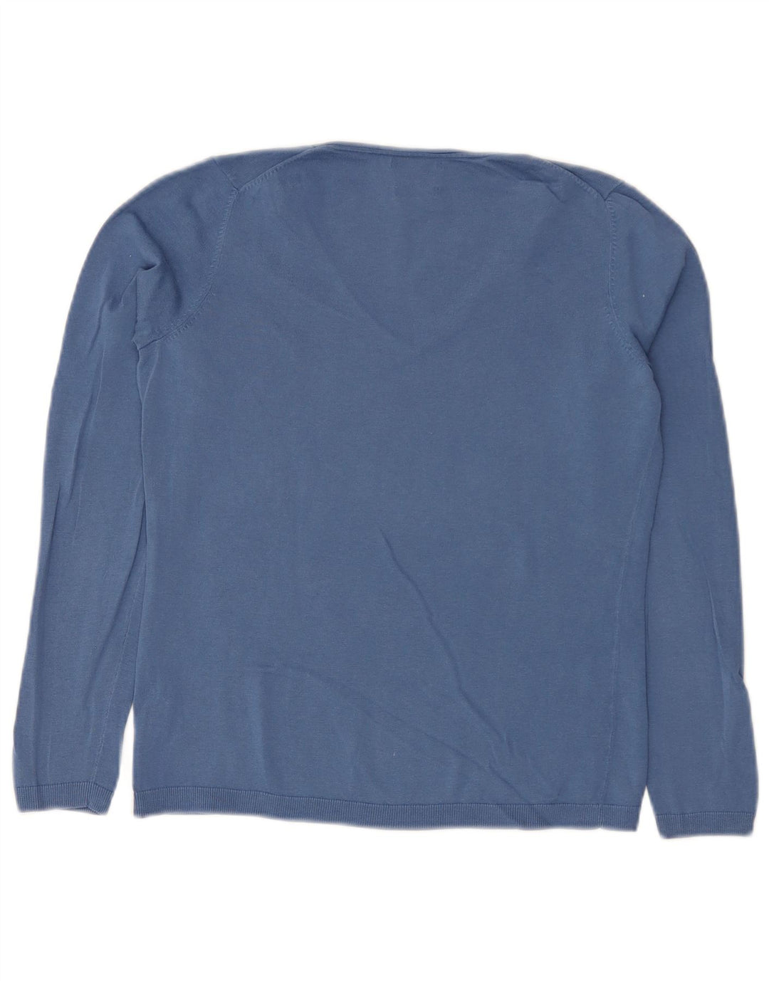 Massimo Dutti Womens V-Neck Jumper Sweater UK 10 Small Blue Cotton