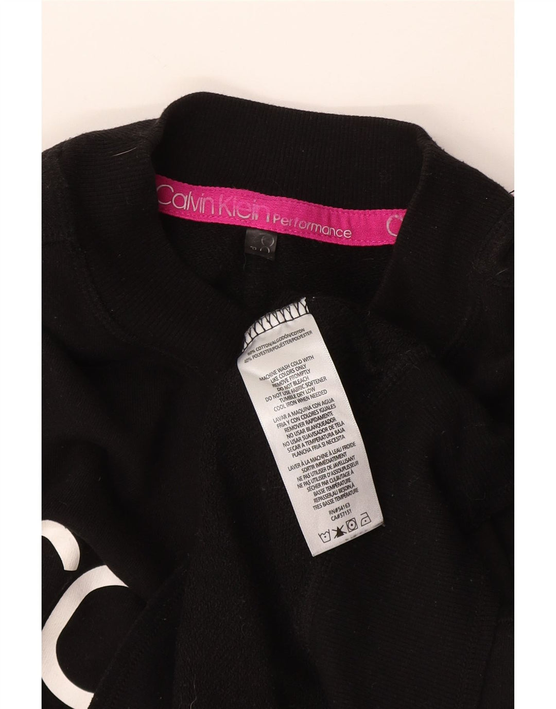 Calvin Klein Womens Crop Graphic Sweatshirt Jumper UK 12 Medium Black