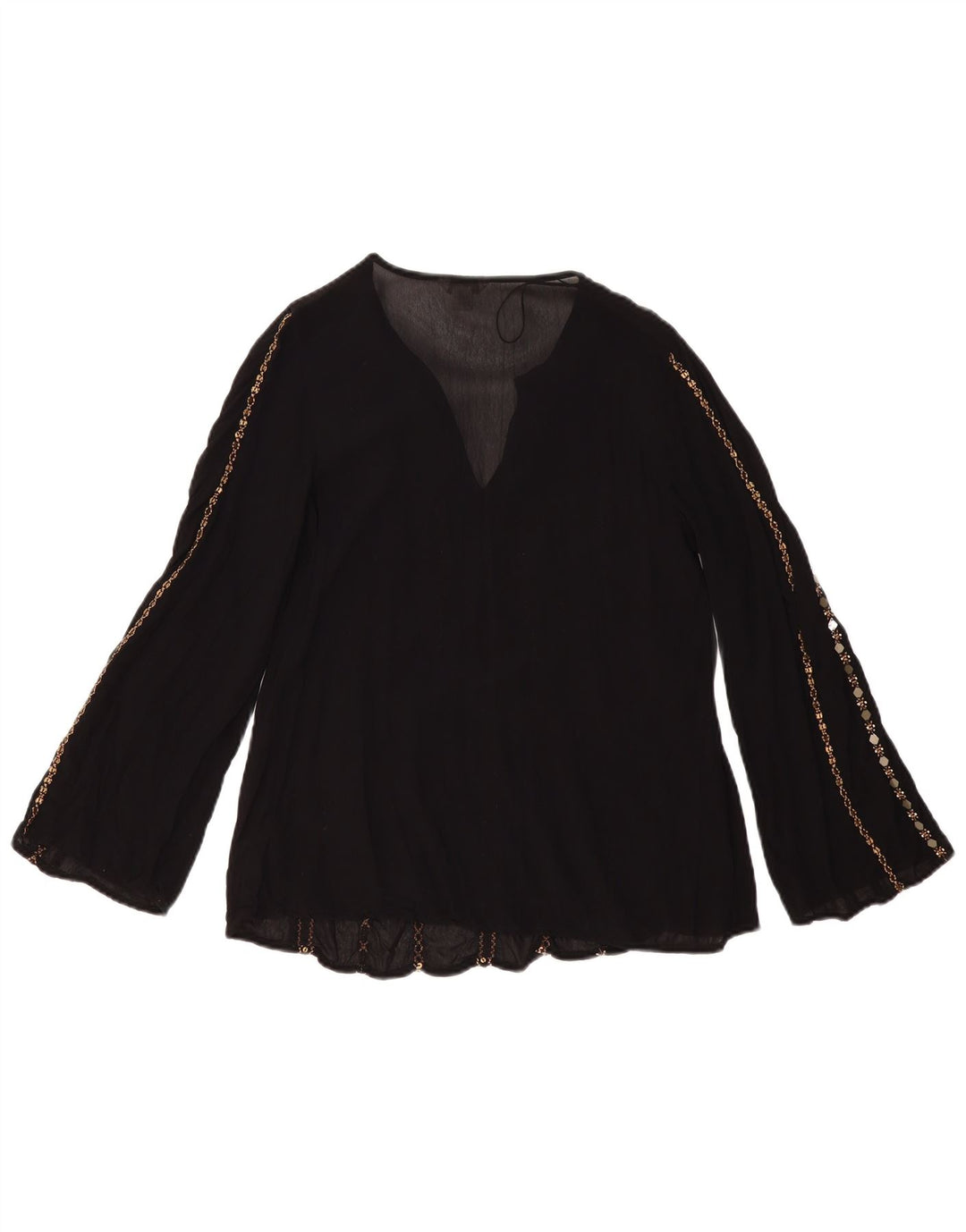 MONSOON Womens Long Sleeve Blouse Top UK 8 Small Black Viscose